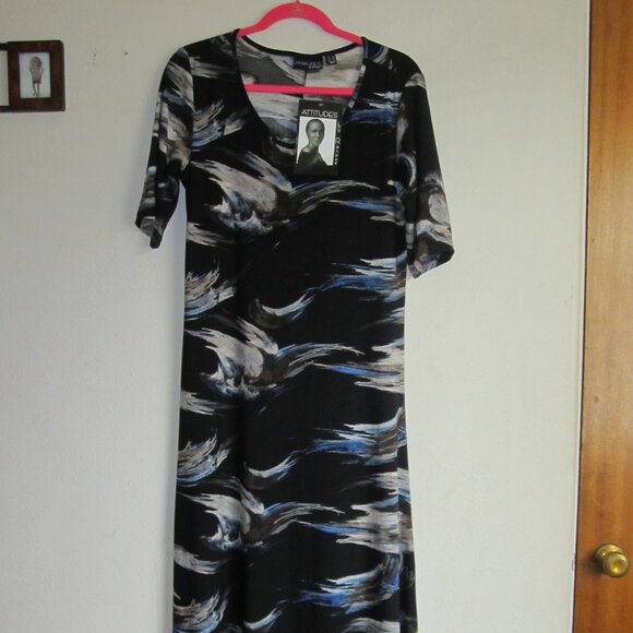 COPY - Renee' Greenstein ATTITUDES Black and Waterfall Paintbrush Colored Maxi … - Picture 7 of 13